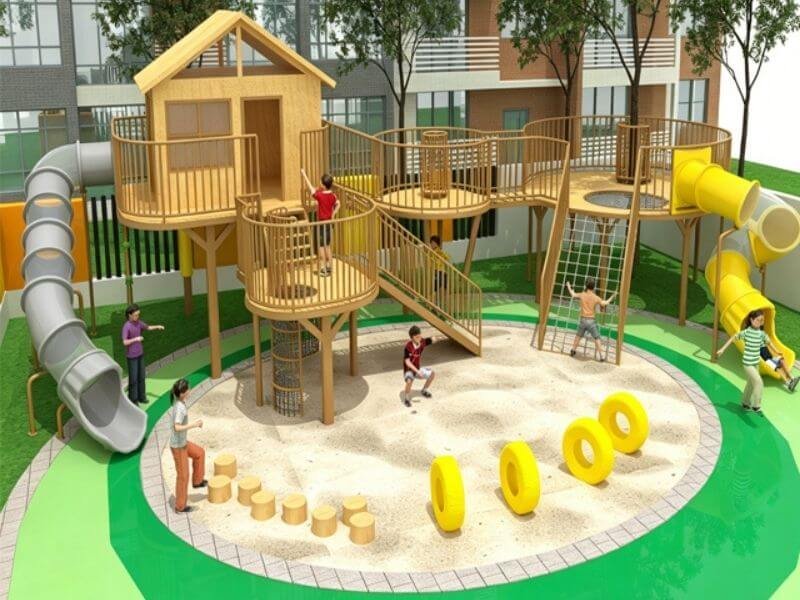 Kids Climbing Frame Slide Combo Wood-1